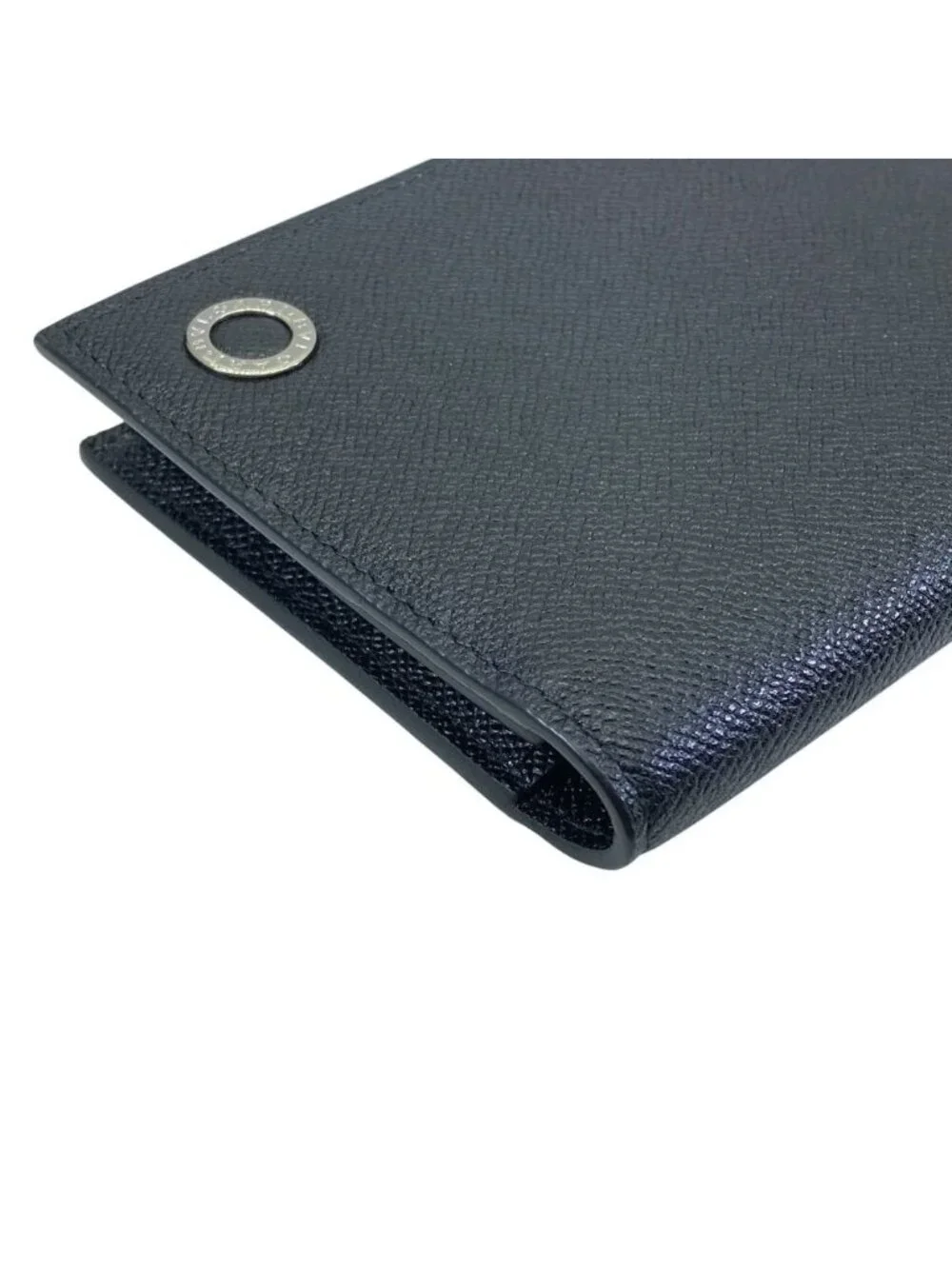Bvlgari Card Slot Business Pass Case Fixed Era Leather Black Compact Capacity